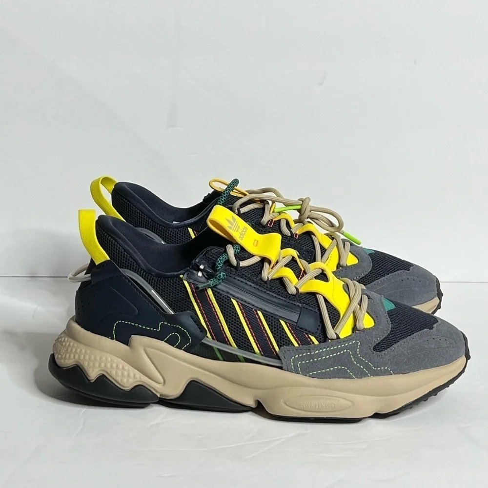 Adidas Originals Men’s Leather Ozweego Zip Legend Ink/ Yellow Sneakers